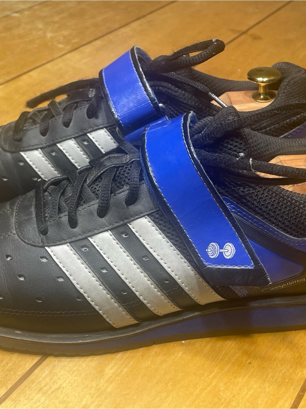 Adidas Powerlifting Training Shoes Size 9.5 Color Black/Blue Weightlifting Gym